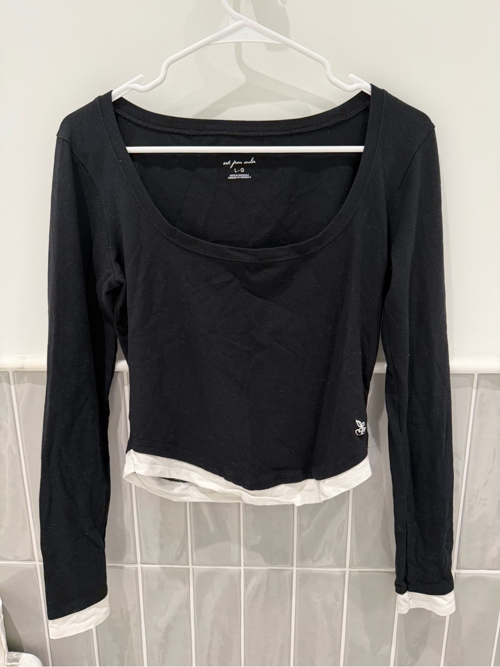 Women’s ‘Out from Under’ Black Long Sleeve Layered-Look Scoop Neck Top